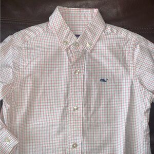VINEYARD VINES Shirt - Long Sleeve Button Down Boys 2T Toddler blue pink plaid